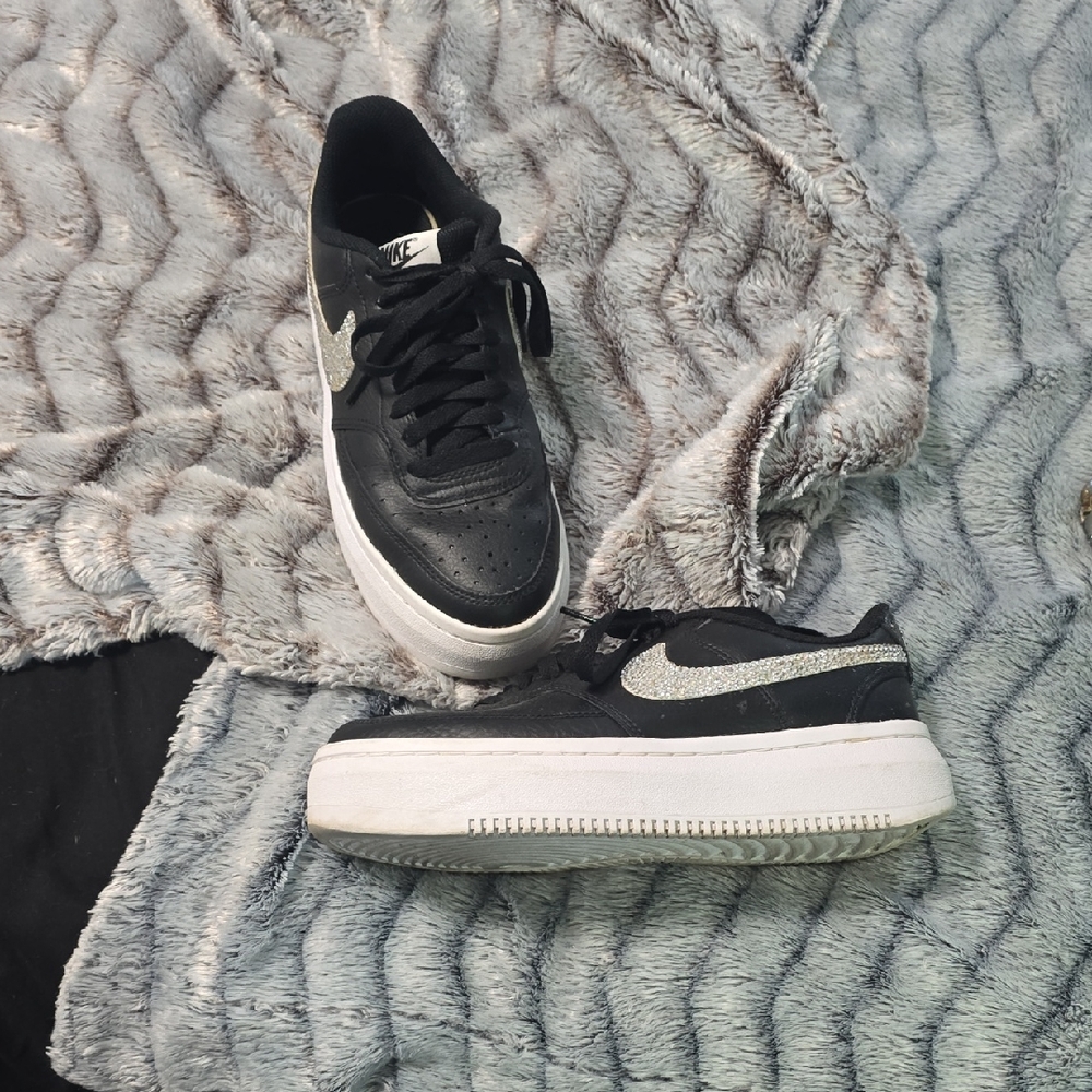 Nike Women's Black and White Platform Sneakers